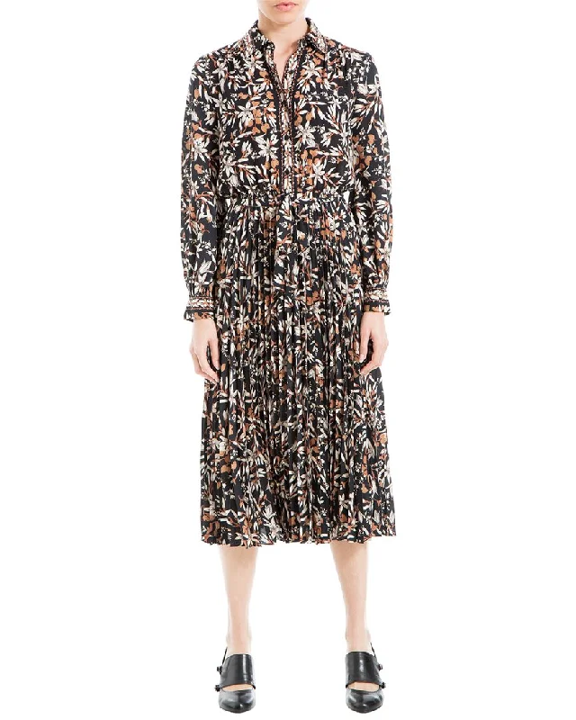 Major Savings Max Studio Crepe Collar Pleated Dress