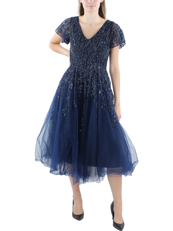 Closeout Sale Womens Beaded Sequined Evening Dress