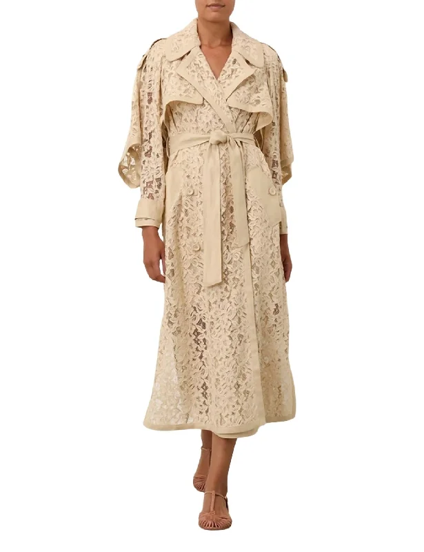 Discount Extravaganza Natura Lace Trench Dress In Tea