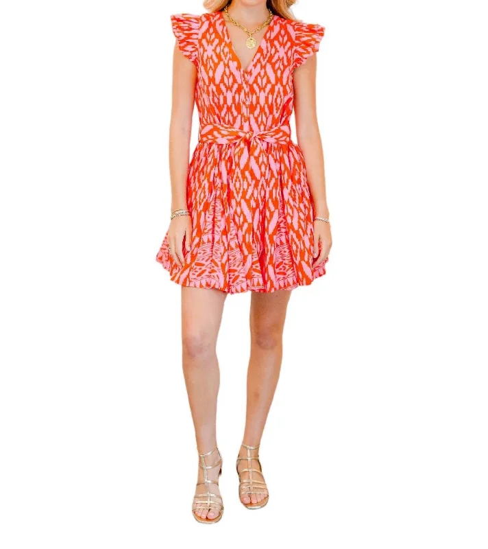 Deep Discounts Lela Mini Dress In Jaiper Ikat Print