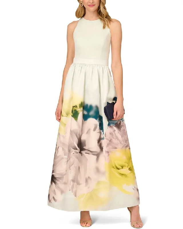 New Markdowns Aidan Mattox Printed Twill Ballgown