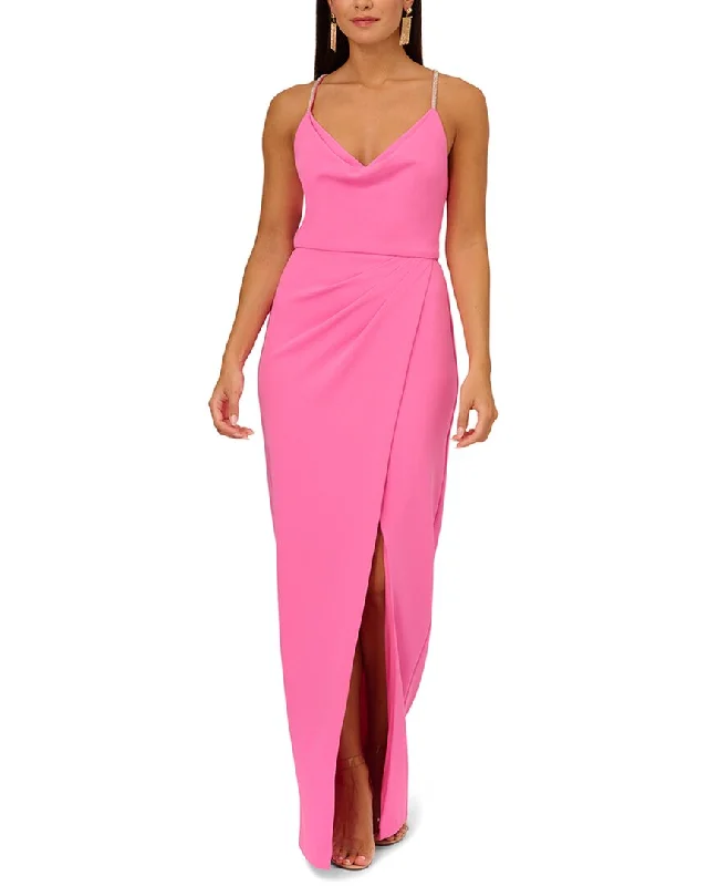 Major Savings Aidan Mattox Cowl Neck Column Gown