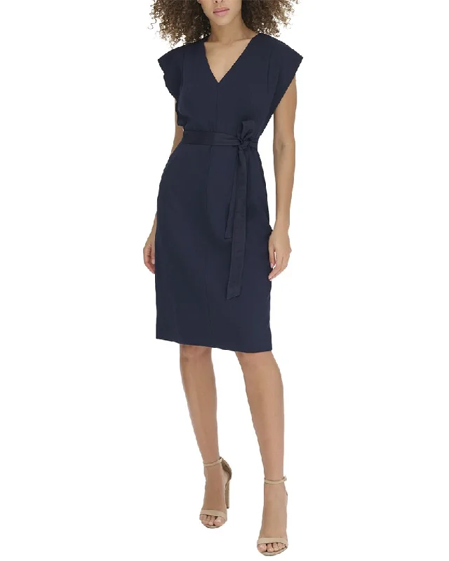 Discount Mania Eliza J Signature Stretch Crepe Solid Midi Dress