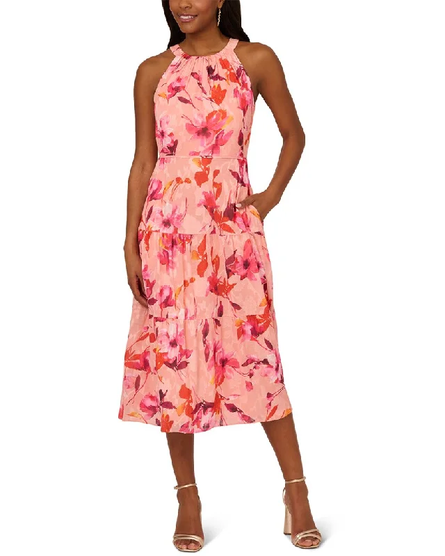 Special Promotion Adrianna Papell Shirred Tiered Halter Dress