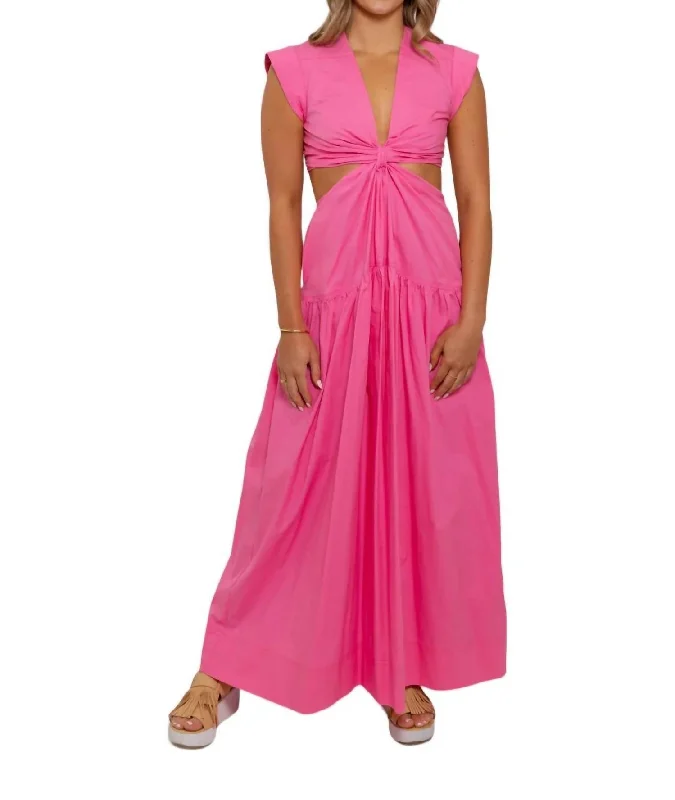 Massive Deals Lucy Cut Out Maxi Dress In Hot Pink