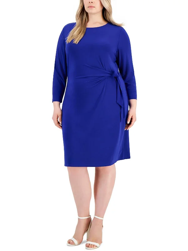Discount Extravaganza Plus Womens Faux Wrap Side Tie Wrap Dress