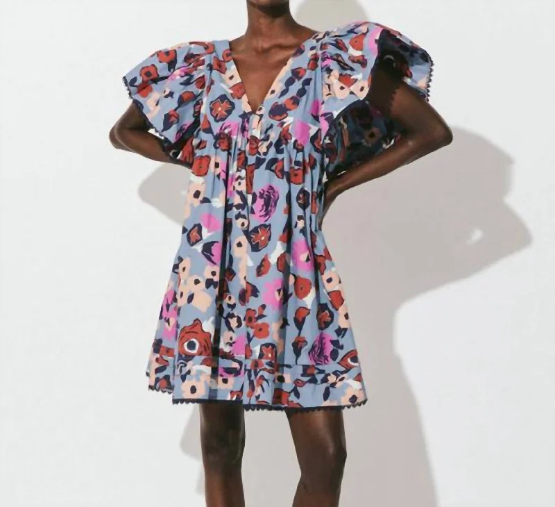 Act Fast Georgianna Mini Dress In Waterlily