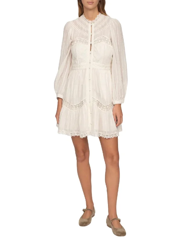 Deal Zone Haven Cotton Dobby Pintucked Dress In Cream