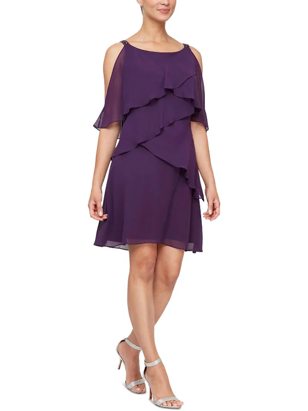Price Break Womens Tiered Polyester Mini Dress