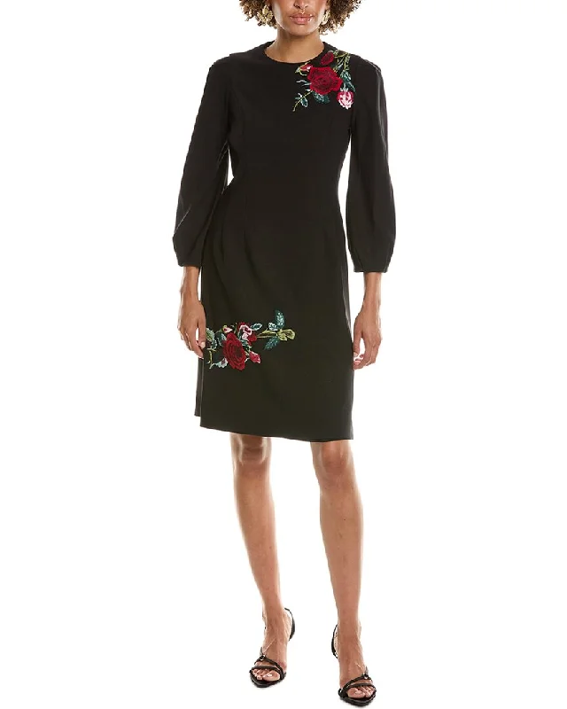 Limited Stock Teri Jon by Rickie Freeman Floral Applique Crepe Sheath Dress