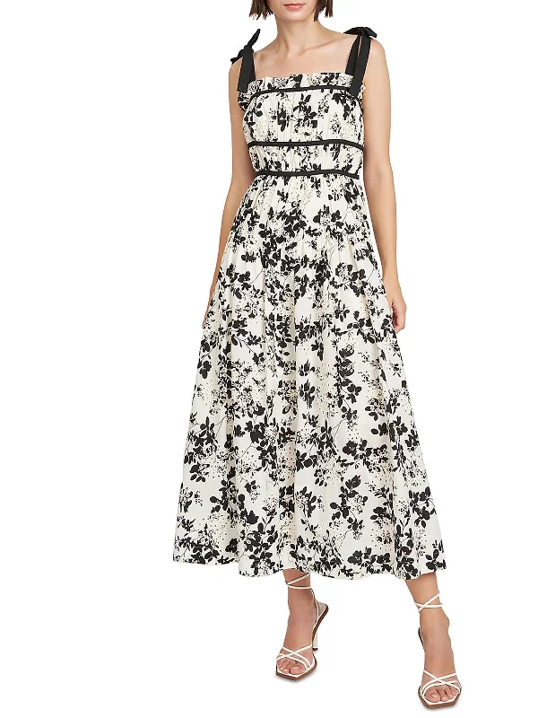 Savings Event Womens Eyelet Cotton Midi Dress