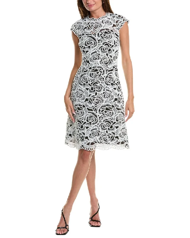 Warehouse Sale Teri Jon by Rickie Freeman Scroll Embroidered Lace A-Line Dress