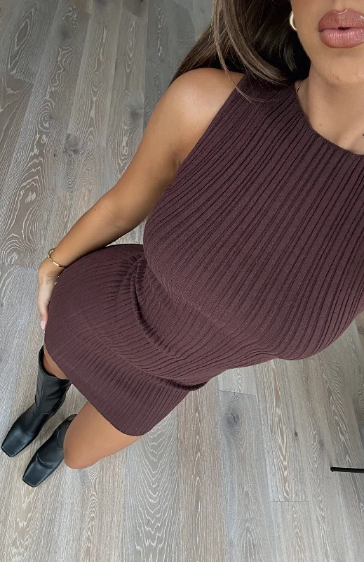 Price Cut Let's Stay Up Mini Dress Chocolate