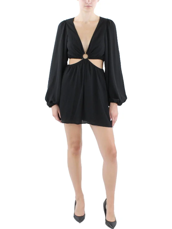 Early Access Womens Chiffon Cut-Out Mini Dress
