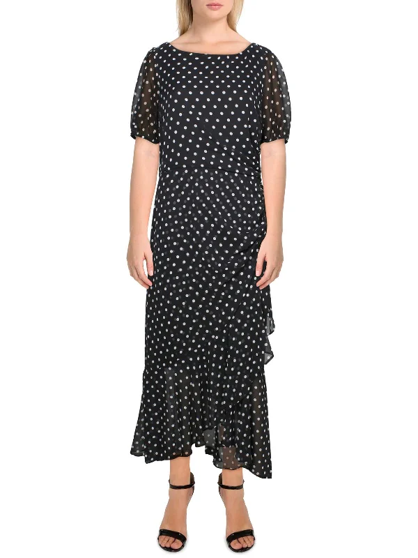 Inventory Reduction Womens Chiffon Polka Dot Maxi Dress