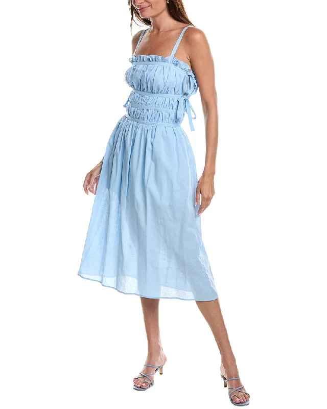 Price Drop JL LUXE Tie Linen-Blend Midi Dress