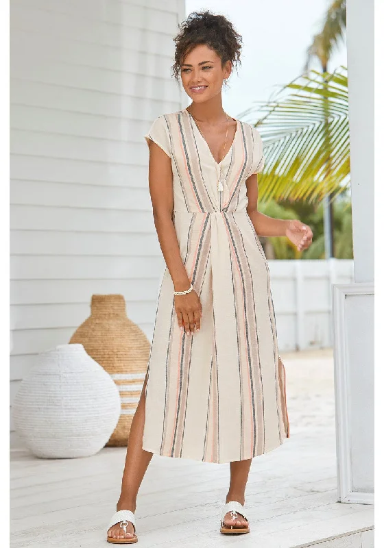 Value Deals LASCANA Women's Striped V-Neck Dress