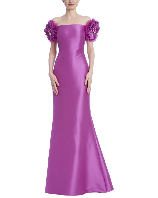 Deal Mania Badgley Mischka Flower Off Shoulder Gown