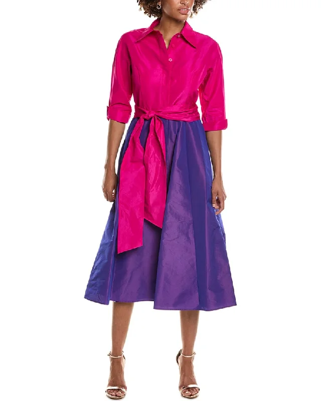 Unmissable Offer Teri Jon by Rickie Freeman 2-Tone Taffeta Shirtdress