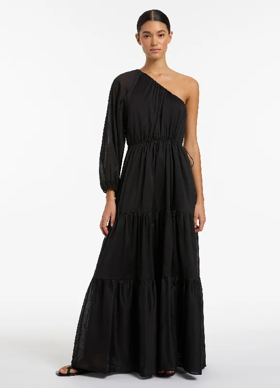 Reduced Prices Jetset One Shoulder Maxi Dress  - Black