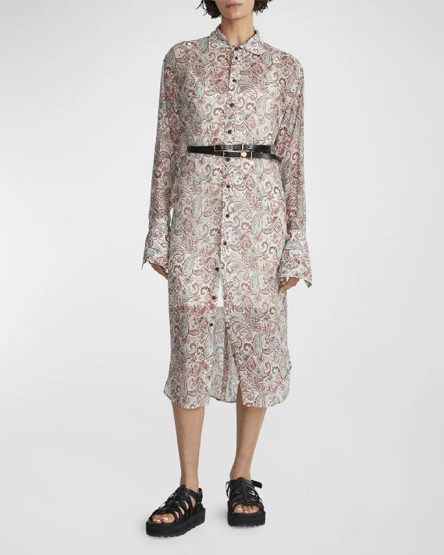 Extra Discounts Leona Sheer Paisley Midi Shirtdress