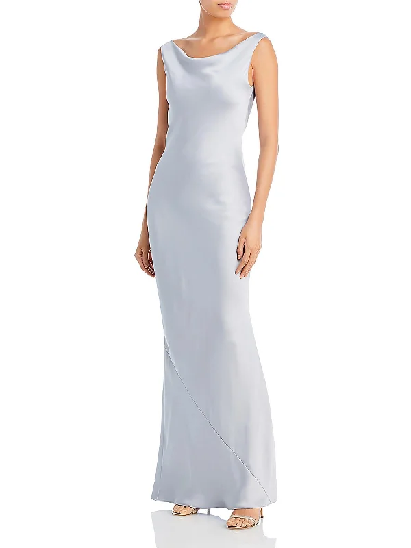 Epic Deals Maria Womens Satin Long Evening Dress