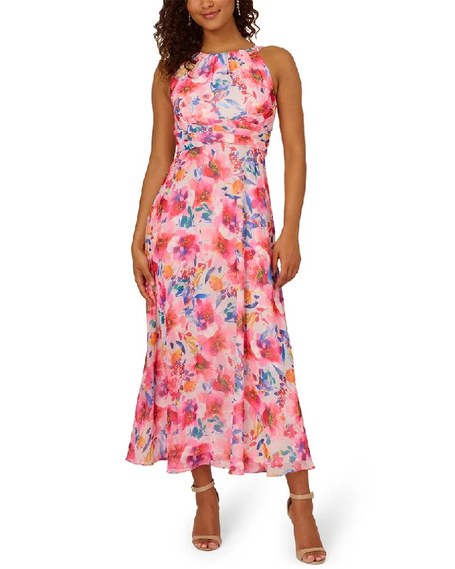 Sneak Peek Sale Adrianna Papell Floral Chiffon Halter Dress
