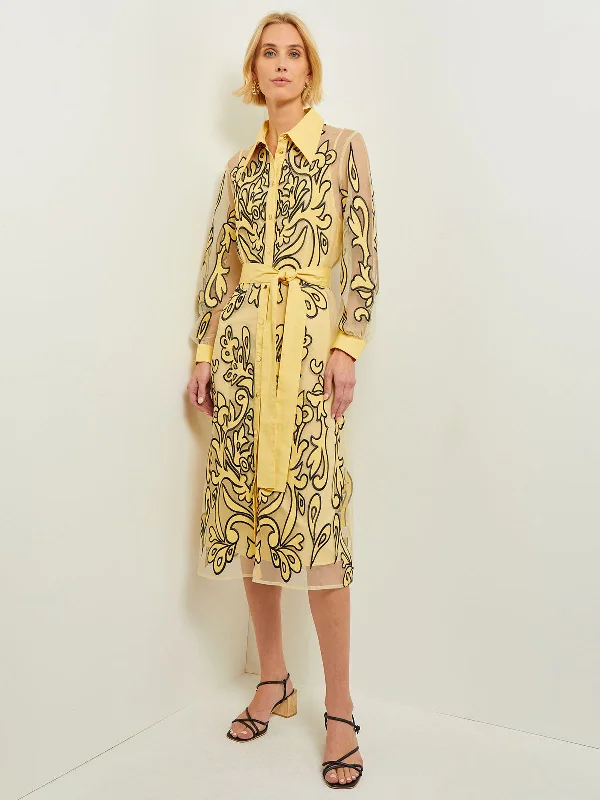 Value Deals Midi Applique Shirtdress - Sheer Woven