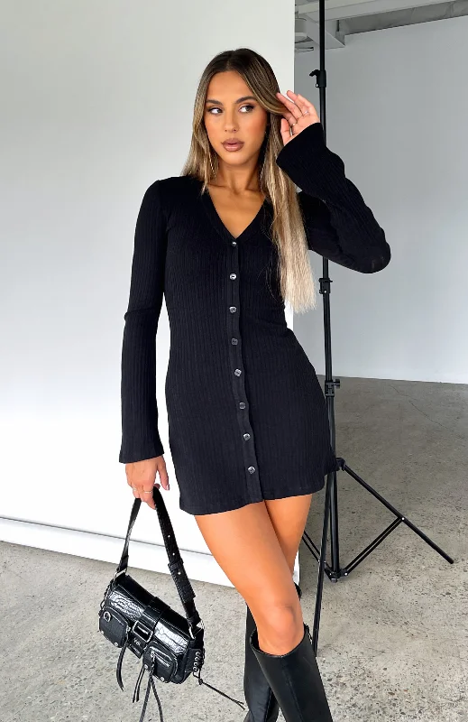 Daily Specials Live In The Moment Long Sleeve Mini Dress Black