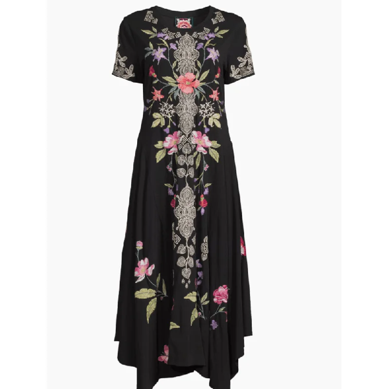 New Deals Johnny Was Women's Dacie Handkerchief Knit Dress, Black