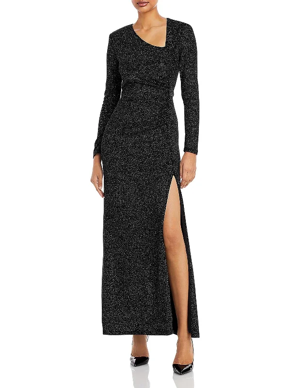 Can't Miss Womens Metallic Long Sheath Dress