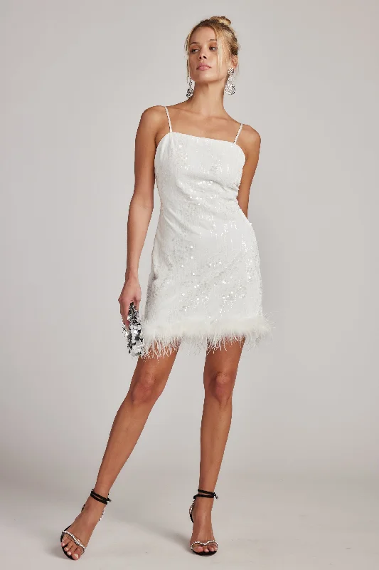 Flash Deals Priscilla Sequin Mini Dress with Feather Trim