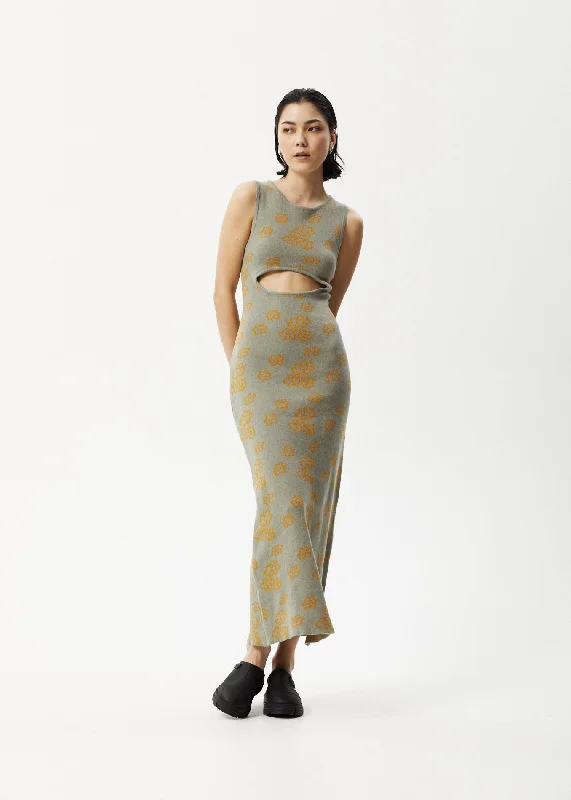 The Best Prices AFENDS Womens Clara - Knit Cut Out Maxi Dress - Olive