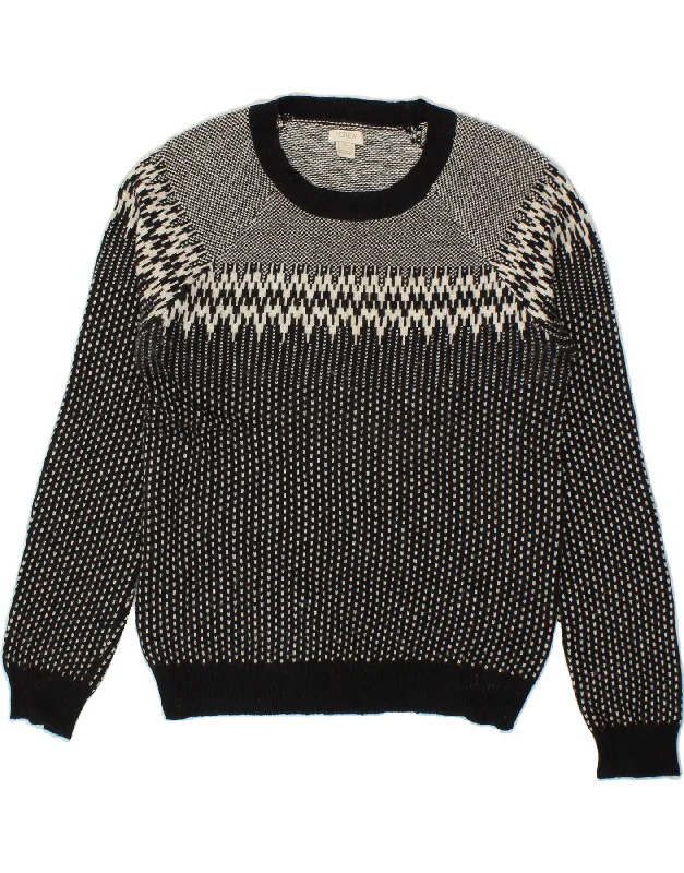 Epic Deals J. CREW Womens Crew Neck Jumper Sweater UK 10 Small Grey Fair Isle Viscose