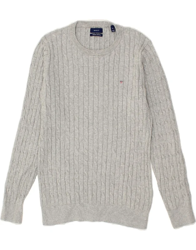 Deal Frenzy GANT Womens Crew Neck Jumper Sweater UK 18 XL Grey Cotton