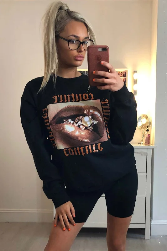 Online Only Couture Graphic Oversized Sweatshirt