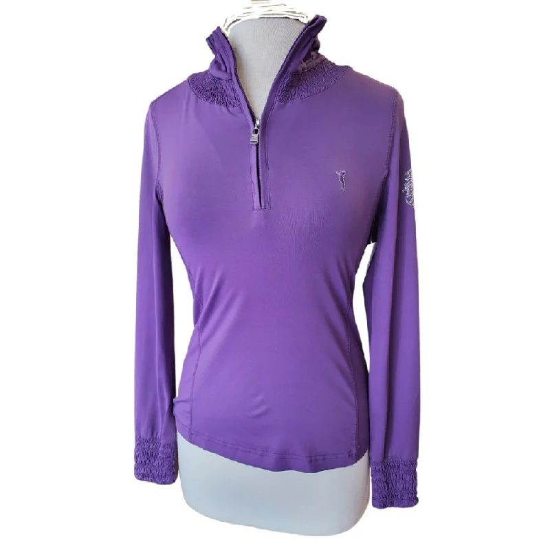 Crazy Deals Golfino Purple Zip Pullover with Bling Logo on Sleeve Size S MSP$130