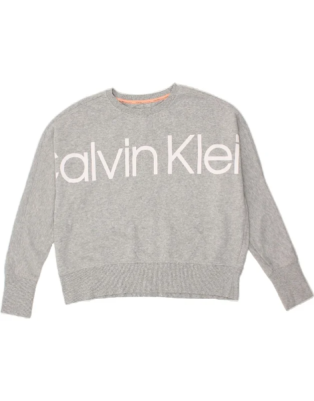 Anniversary Sale CALVIN KLEIN Womens Oversized Graphic Sweatshirt Jumper UK 14 Medium Grey Anniversary Sale CALVIN KLEIN Womens Oversized Graphic Sweatshirt Jumper UK 14 Medium Grey