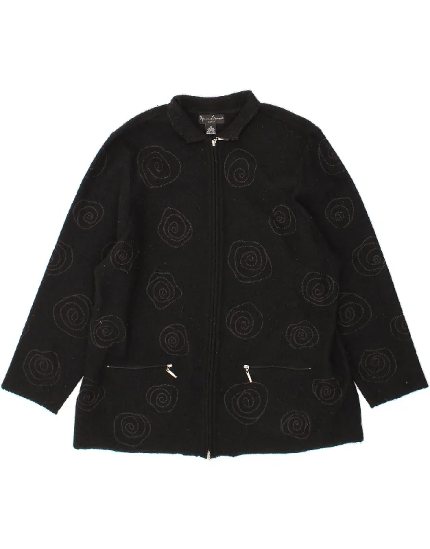 Discount Deals MADISON Womens Abstract Pattern Cardigan Sweater UK 20 2XL Black Wool