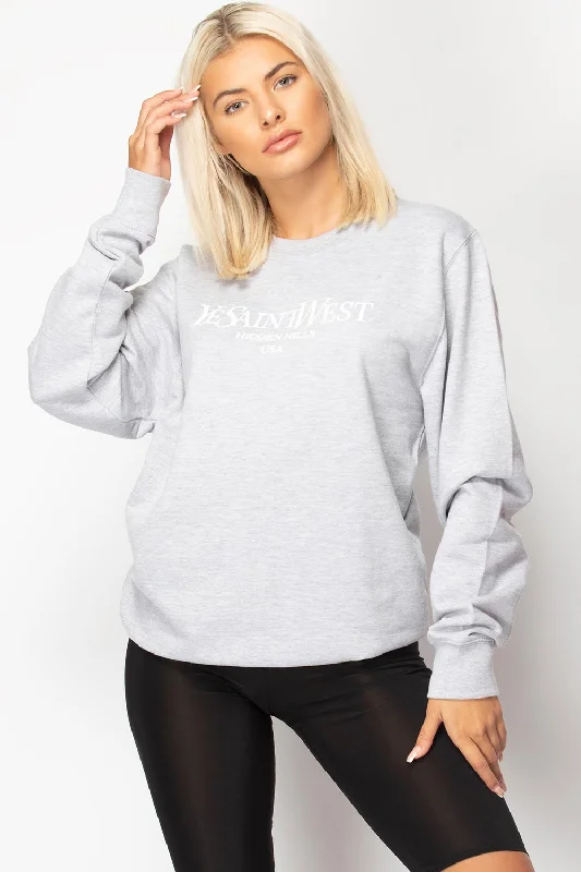 Deep Discounts Grey Ye Saint West Slogan Oversized Sweatshirt