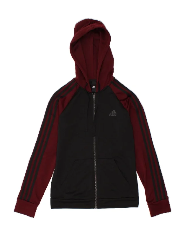 Discount Deals ADIDAS Womens Zip Hoodie Sweater UK 8/10 Small Black Colourblock Polyester