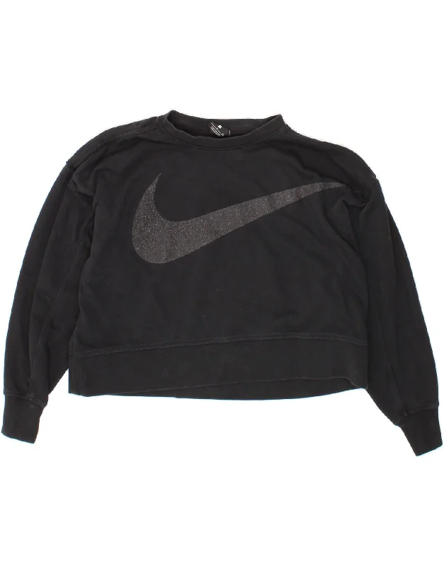 Online Specials NIKE Womens Dri Fit Oversized Crop Sweatshirt Jumper UK 10 Small Black