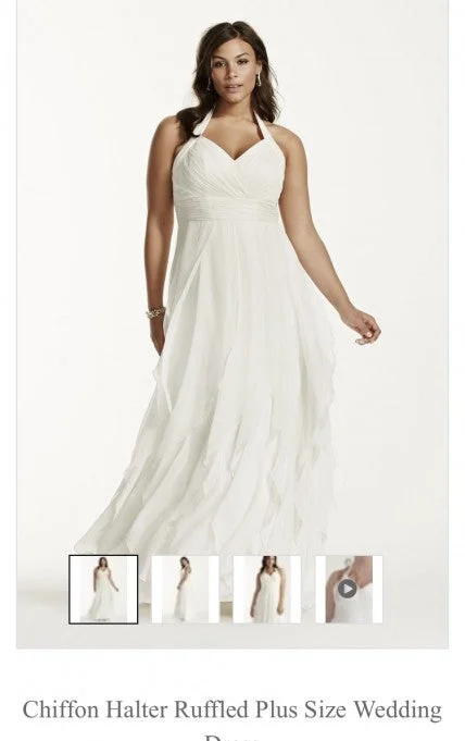 Low Prices David's Bridal Galina Woman Chiffon Ruffled Wedding Gown