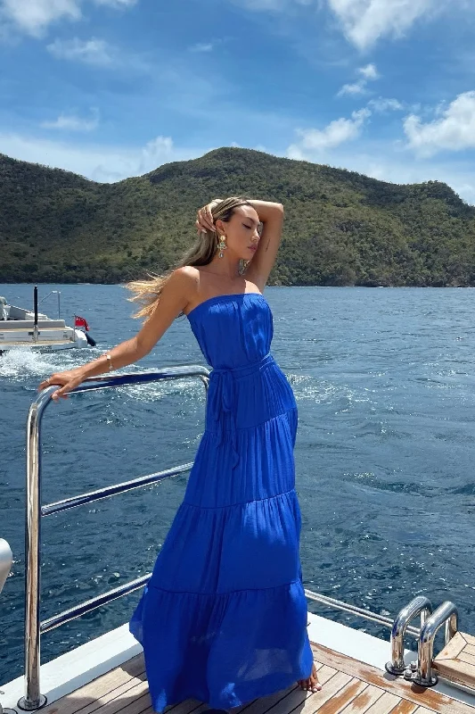 Savings Event Luna Capri Blue Strapless Maxi Dress