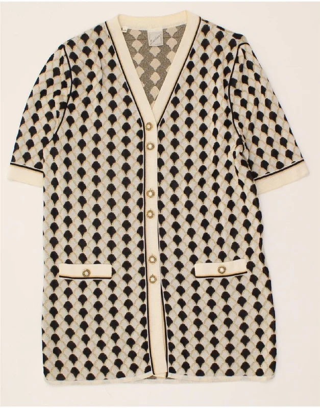 Super Bargain LUCIANA Womens Abstract Pattern Cardigan Sweater IT 44 Medium White