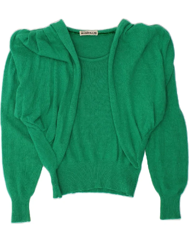 Price Slash VINTAGE Womens Boat Neck Jumper Sweater UK 16 Large Green Wool