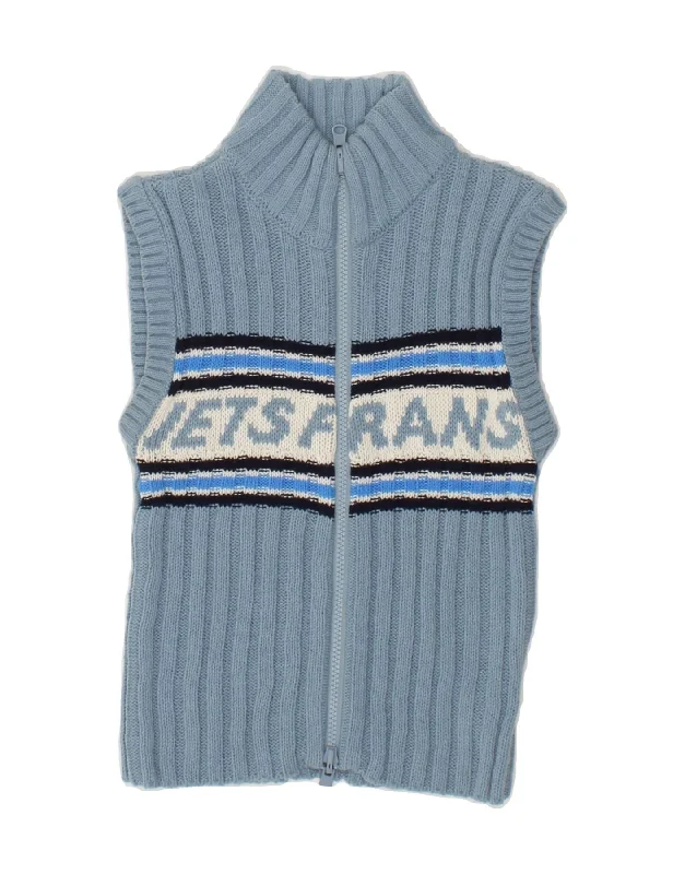 Special Price IETS FRANS Womens Graphic Sleeveless Cardigan Sweater UK 4 XS Blue Striped