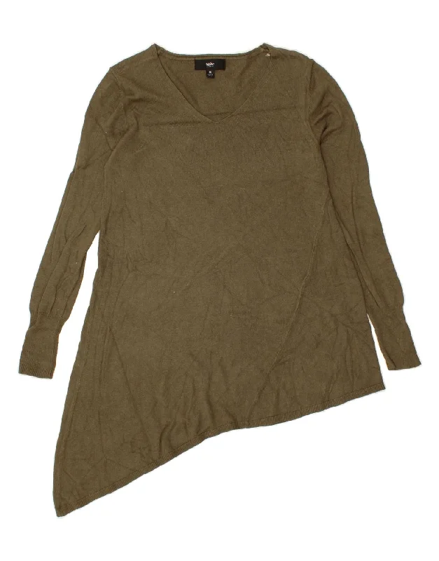 Don't Wait MOSSIMO Womens V-Neck Jumper Sweater UK 12 Medium Khaki Nylon