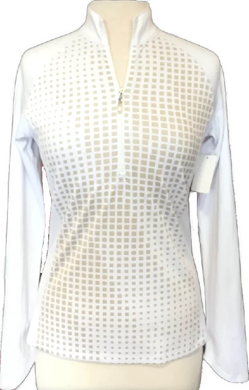 Super Sale Women's Callaway White & Tan Square Print Zip Golf Pullover Size M MSP$79 Super Sale Women's Callaway White & Tan Square Print Zip Golf Pullover Size M MSP$79