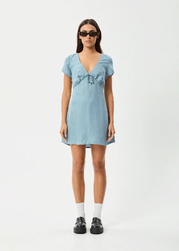 Weekend Deal AFENDS Womens Delia - Cupro Mini Dress - Ether Blue